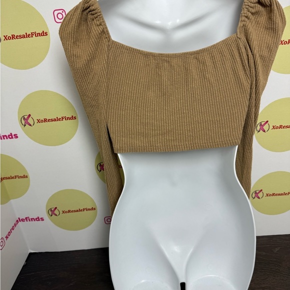 Glare Brown Ruched Long Sleeve Top - Picture 3 of 6